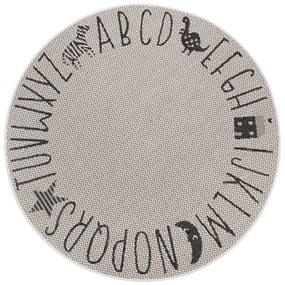 Krémovobiely detský koberec Ragami Letters, ø 160 cm