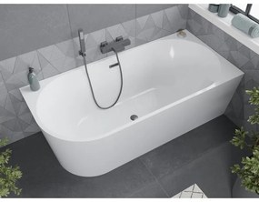 Mexen Mia, voľne stojaca rohová vaňa pravá 160 x 80 cm, biela, grafitový prepad, 52691608000P-95