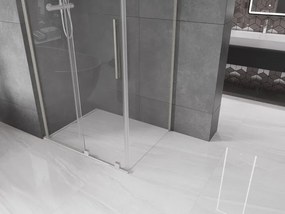 Mexen Velar L, sprchový kút s posuvnými dverami 110 x 80 cm, 8mm číre sklo, brúsená oceľ, 871-110-080-03-97