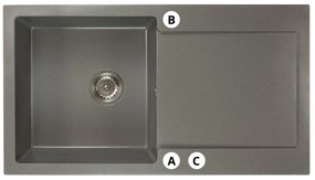 Kuchynský drez Adaxa (sivá) (s 3 otvormi pre batériu) (P). Vlastná spoľahlivá doprava až k Vám domov. 1066417