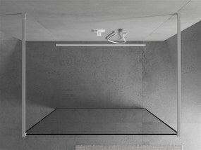 Mexen Kioto, priechodná sprchová zástena 110 x 200 cm, 8mm sklo číre/čierny vzor, 2x biela stabilizačná rozpera, 800-110-002-20-70