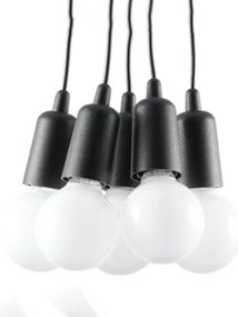 Závesné svietidlo Diego 5, čierne telo svietidla