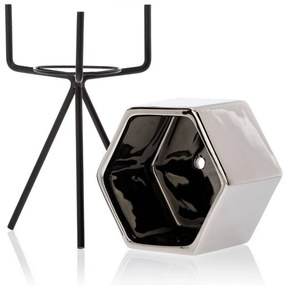 KERAMICKÝ KVETINÁČ SO STOJANOM SASHI 18X10 CM STRIEBORNÁ