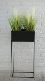 KOVOVÝ KVETINÁČ SO STOJANOM RECT 90X24X44 CM ČIERNA
