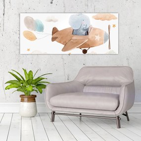 Obraz - Akvarelový slon v lietadle (120x50 cm)