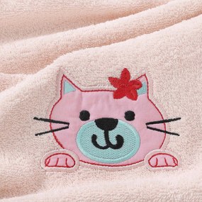 Goldea detský froté uterák - mačička na svetlo ružovej 30 x 50 cm