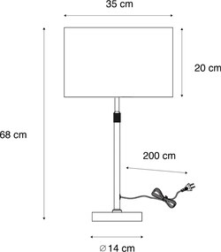 Stolová lampa čierna s taupe zamatovým tienidlom 35 cm - Parte