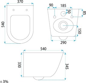 Závesná WC misa REA DUO Rimless Tornado, biela