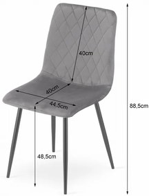 Set troch jedálenských stoličiek TURIN zamat granátové (čierne nohy) (3ks)