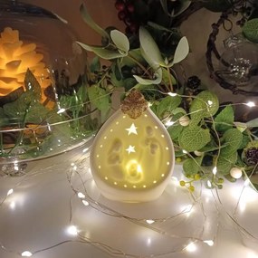 DECOLED Keramický betlehem, 7,8 x 5,5 x 10 cm, teplá biela, 2xLR44