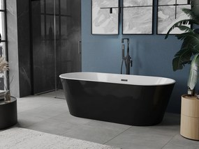 Mexen Luna, voľne stojaca vaňa 180 x 80 cm + čierna odtoková zátka a prepadový otvor, čierna - biela, 52031808075-B