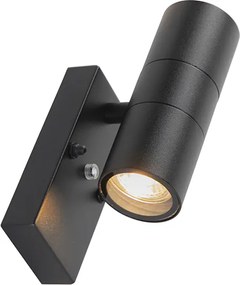 Vonkajšia nástenná lampa čierna 2-svetlá IP44 so senzorom súmraku - Duo