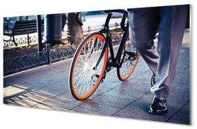 Obraz na skle Mesto na bicykli noha 120x60 cm