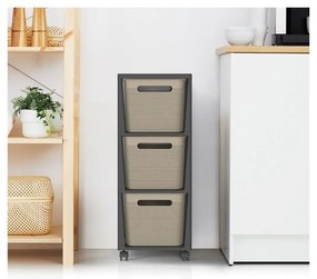 Čierno-béžový plastový pojazdný regál 30x77 cm Brisen - Rotho