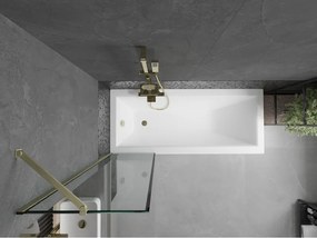 Mexen Next, 1-krídlová vaňová zástena 50 x 150 cm, 6mm číre sklo - čierny vzor, zlatá matná, 895-050-000-00-70-55