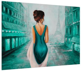 Obraz ženy a Eiffelovej veže (70x50 cm)