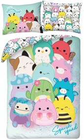 Obojstranné posteľné obliečky z mikrovlákna Squishmallows – motív Squish Squad - 70 x 90 cm + 140 x 200 cm - zipsové zapínanie