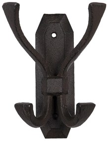 Hnedo čierny liatinový nástenný háčik na kabáty - 13 * 7 * 17 cm