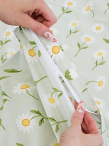 Bavlnené obliečky Renforcé - Sedmokrásky šedozelené