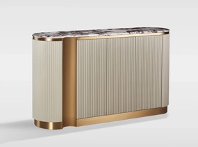 Komoda Stilig ST917 158 cm krémová/zlatá/mramor
