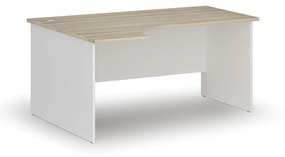 Kancelársky rohový pracovný stôl PRIMO WHITE, 1600 x 1200 mm, ľavý, biela/dub prírodný