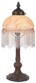 Ružová retro sklenená perlová stolová lampa 42*15