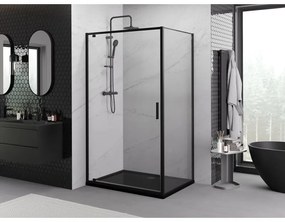 Mexen Exo, sprchovací kút s krídlovými dverami 70 x 90 cm, 6mm číre sklo, čierny profil, 8181-070-090-70-00