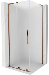 Mexen Velar L, sprchový kút s posuvnými dverami 90 x 90 cm, 8mm sklo námraza, ružové zlato, 871-090-090-33-60