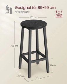 VASAGLE Sada barových stoličiek – 2 ks LBC032B01