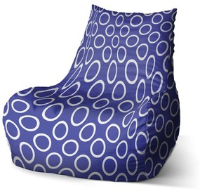 Sablio Sedací vak Bean Biele korunky na modrej - 100 x 90 x 45 cm