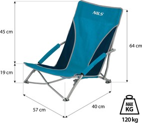 NC3035 MODRO-ŠEDÉ PLÁŽOVÉ KRESLO NILS CAMP