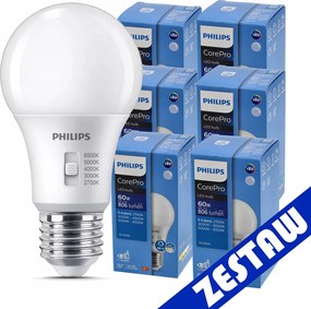 6x stmievateľná LED žiarovka E27 8W 806lm 5CCT CorePro 2700K - 6500K