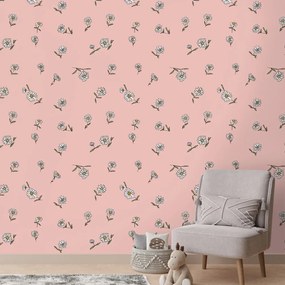 Tapeta ružové pozadie s bielymi kvietkami