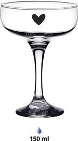 Poháre na šampanské so srdiečkom Heart - Ø 10*14 cm / 150 ml