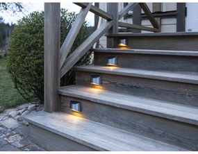 Súprava 2 nástenných nerezových solárnych LED svietidiel Star Trading Wally, výška 8 cm