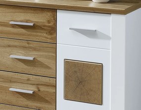 Komoda so zásuvkami Materio, dub/biela