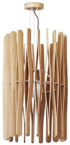 Drevený závesný luster na lanku 1xE27/60W/230V, priemer 38 cm, masív – jaseň/kaučukovník