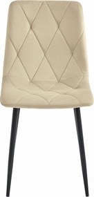 AKCIA Svetlobéžová zamatová jedálenská stolička LIBRA s čiernymi nohami II. akosť