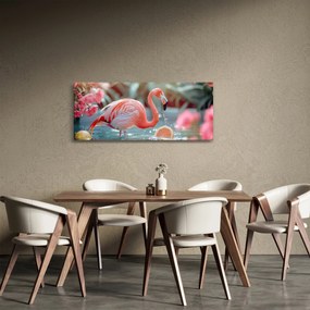 Obraz - Plameniak v jazierku (120x50 cm)