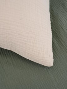 Mušelínová obliečka na vankúš 40 × 40 cm – Alexia Duo olivová/prírodná