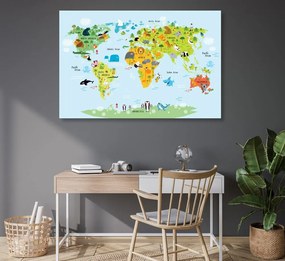 Obraz detská mapa sveta so zvieratkami