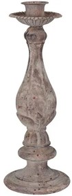 Šedý antik kovový svietnik ArtFerro na úzku sviečku - Ø 12,5*33cm