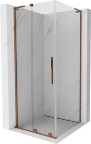 Mexen Velar L, sprchový kút s posuvnými dverami 110 x 110 cm, 8mm číre sklo, ružové zlato, 871-110-110-03-60
