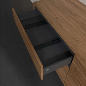 VILLEROY &amp; BOCH Collaro závesná skrinka pod umývadlo na dosku (umývadlo vpravo), 4 zásuvky, s LED osvetlením, 1600 x 500 x 548 mm, Oak Kansas, C106B0RH