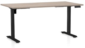 Výškovo nastaviteľný stôl OfficeTech B, 160 x 80 cm, čierna podnož, dub