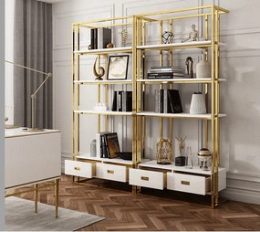 LUXUSNÁ VITRÍNA MELISA BIELY LESK + ZLATÁ