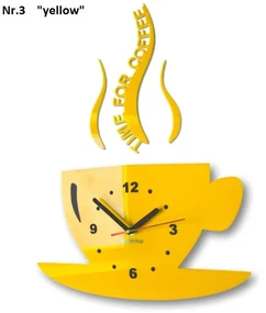 Nástenné hodiny Time for coffee žltá