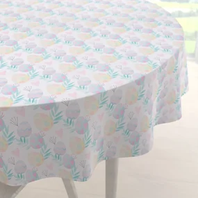 Biante Veľkonočný teflónový okrúhly obrus TF-073 Pastelové kraslice na bielom Ø 40 cm