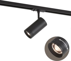 Moderný čierny reflektor pre 1-fázový koľajnicový systém vrátane LED otočného a naklápacieho - Iconic Zoom