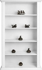 Biela knižnica z masívu, dub, s pevnými policami, 109x47x210 cm